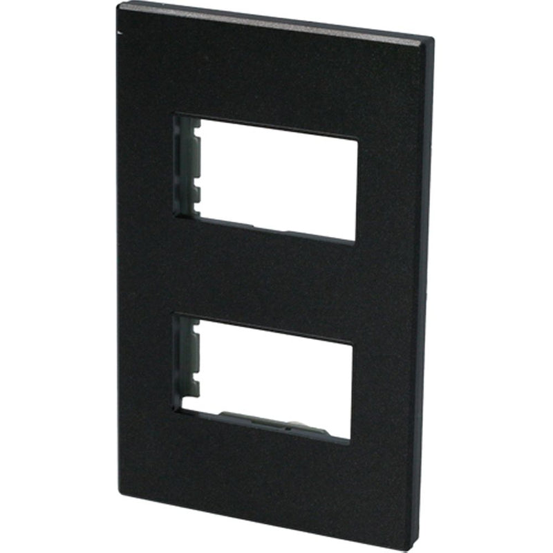 Placa para  Interuptotores/ enchufes 12 módulos negro 1/2 Surtek.