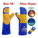 Guantes Para Soldar 350°. Talla 16" Alta Temperatura. Cuero De Vaca. Tejido En Kevlar. (Par)