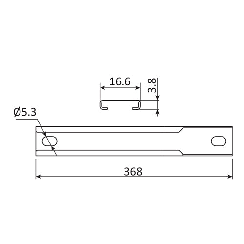 Guia de acero inoxidable AISI 304 para Operador UJ002 y UJ003. Largo de 368 mm.