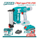 Clavadora madera inalámbrica 20V de iones de litio. Clavos tipo F15~F35 capacidad clavos:105pzs.