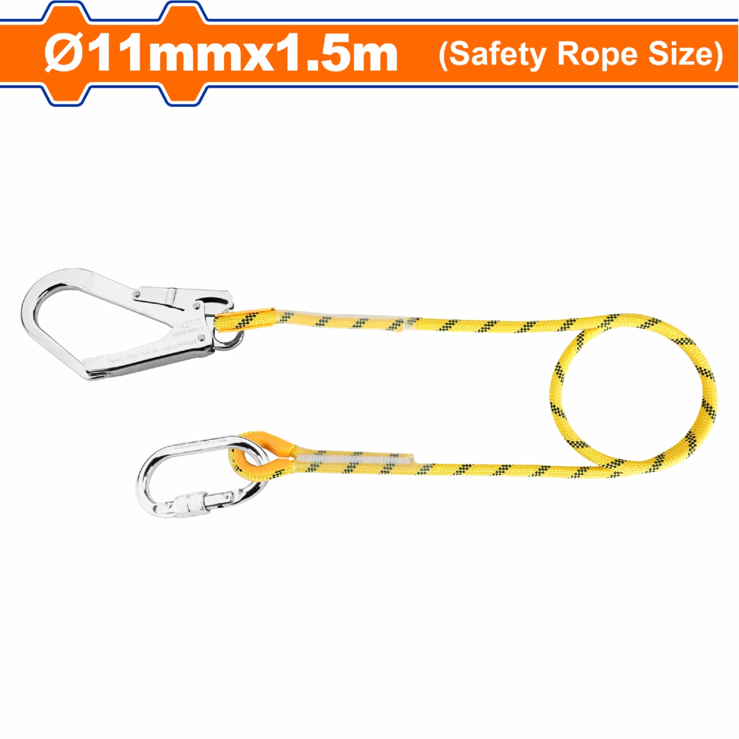 Línea de vida para arnes tipo cuerda nylon 1.80m con ganchos de cierre automático. Cuerda de seguridad