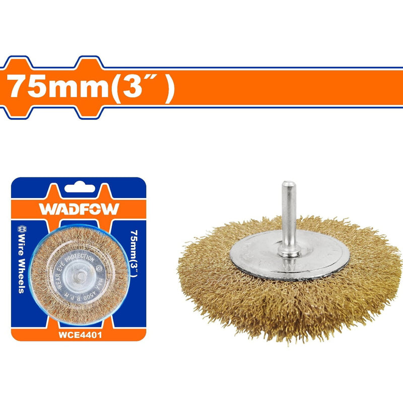 Cepillo de alambre de copa circular con vástago 75mm. Longitud del cable:16mm. Ideal para afilar.