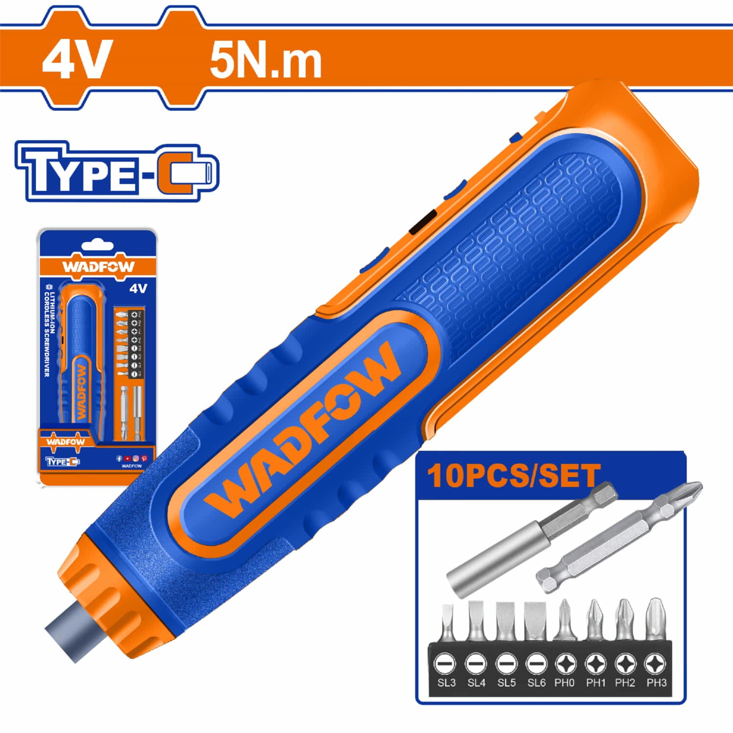 Destornillador inalámbrico 4V 5N.m. Cable USB tipo Celular Samsung por separado.