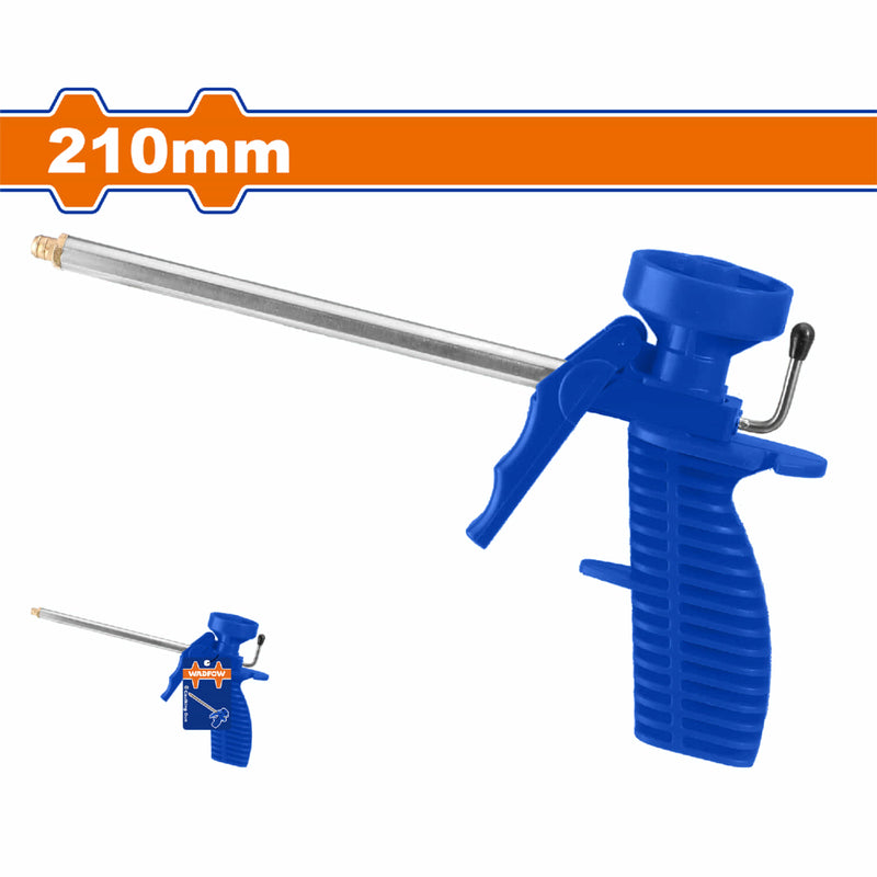 Pistola de espuma expansiva con cuerpo de plástico. Tamaño: 210mm Adaptador de plástico con boquilla de cobre. Para lata