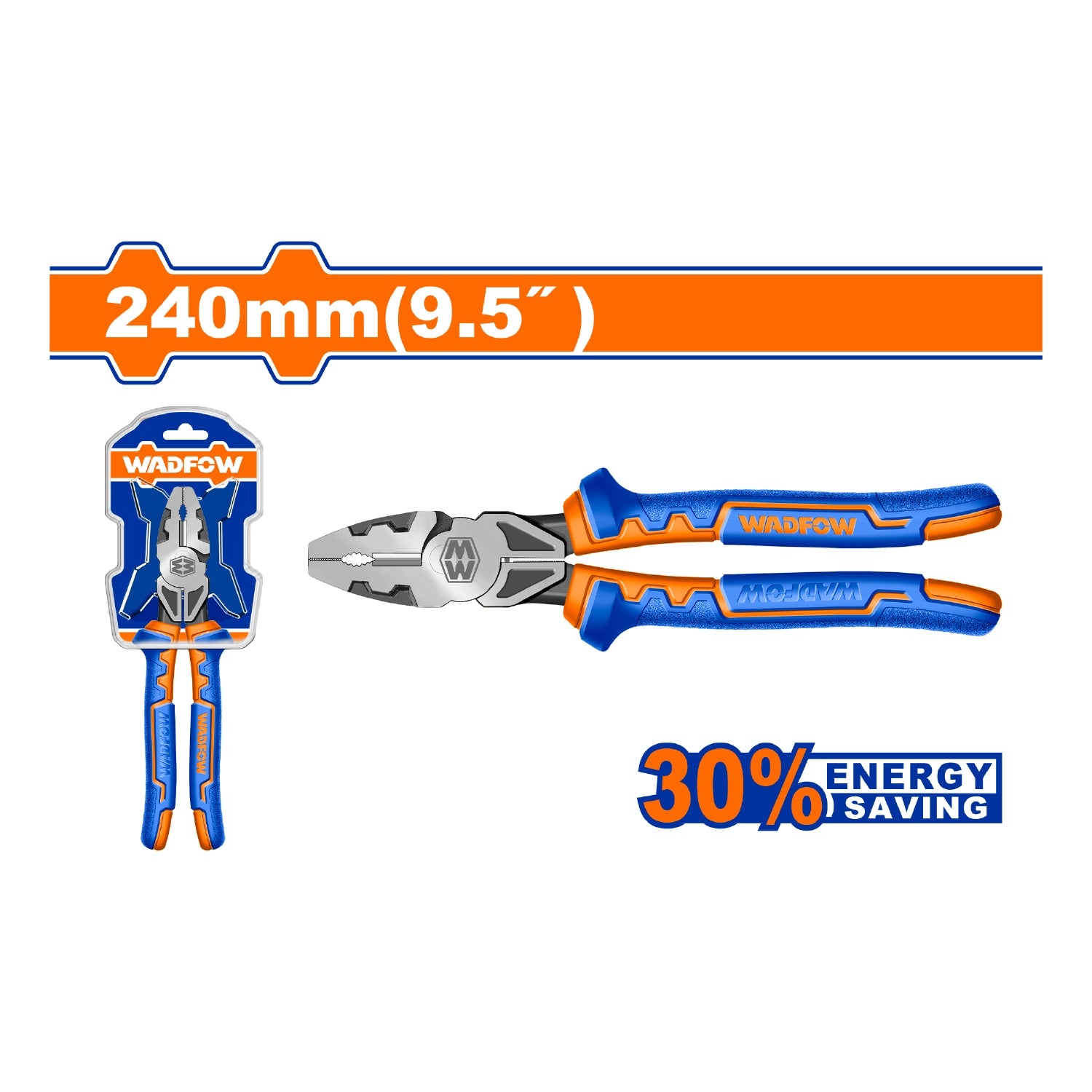 Alicate Combinado de alta palanca 9.5" Ahorro de energía 30% Mango cómodo. Acabado pulido.