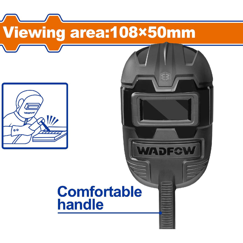 Máscara de soldadura. Area de visión 108x50mm. Mango cómodo para soldar