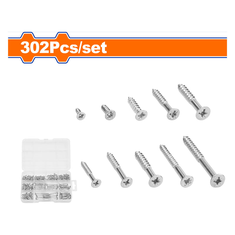 Tornillos autorroscantes. Cabeza avellanada. Acero al carbono. Galvanizado. (302 pzas) Se vende en Kit. Auto enrosca