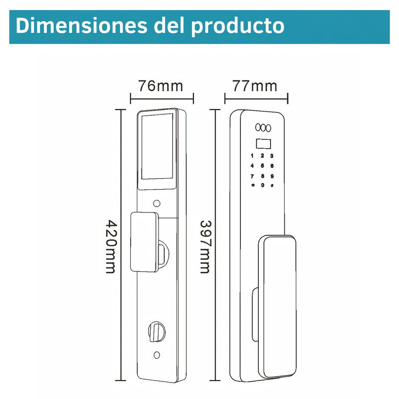 Cerradura de puerta inteligente con reconocimiento facial 3D Smart Lock de seguridad 7 en 1 Video Huella contraseña app wifi fácil de instalar