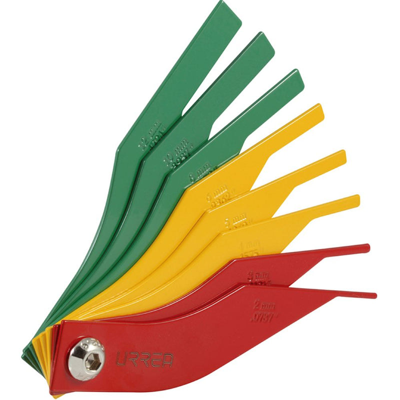 Calibrador de balatas métrico pastillas freno de 8 hojas por color Urrea