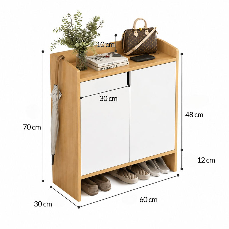 Mueble Recibidor 60x30x70cm con Almacenamiento y Espacio para Calzado. Gabinete Organizador de Zapatos.