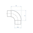 Codo De 90. Para Tubo De 1 1/2". Satinado Acero Inoxidable 304.