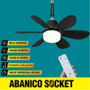 Abanico De Techo 20" socket Negro E27 Con Luz Led Tono ajustable 3000/4000/6500K, 1900 Lumens 6 Aspas 3 CCT 520X185mm