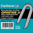 Clavos Grapas U galvanizada de 3.8mm x32 mm. para alambre de puas (Bolsa de 1kg. / 2.2lbs)
