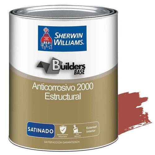Pintura anticorrosiva satinada color rojo, 1/4 Galón. Sherwin Williams