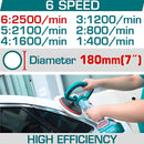 Pulidora Inalámbrica 20V 7" Vel.800-2300 rpm Incluye accesorios. Batería y cargador por separado.