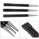Punzón antideslizante de acero carbono, set de 3 piezas.