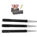 Punzón antideslizante de acero carbono, set de 3 piezas.