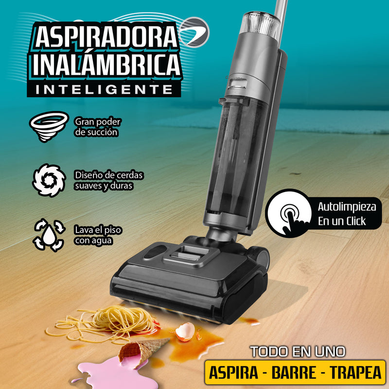 Trapeador fregona Mopa Aspiradora electrica inteligente inalámbrica recargable, Mopea y aspira, agua, seco y húmedo 200W batería 4000 mAh función de autolimpieza, secado y electrolisis