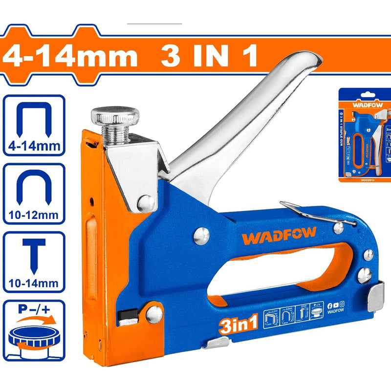 Grapadora 3 en 1 con fuerza ajustable. Grapas Alambre. Forma de U. Clavos Brad. Longitud 4-14mm