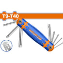 Llave Torx. Estilo navaja T9-T40. Tratamiento térmico y placa cromada. Cr-V (8 pzas.)