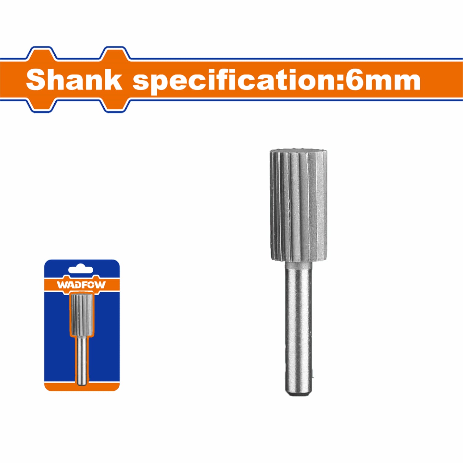 Fresa Lima Rotativa Cilíndrica Redonda.GCr15. Vástago:6mm. Cabeza:13mm. Para motortool.