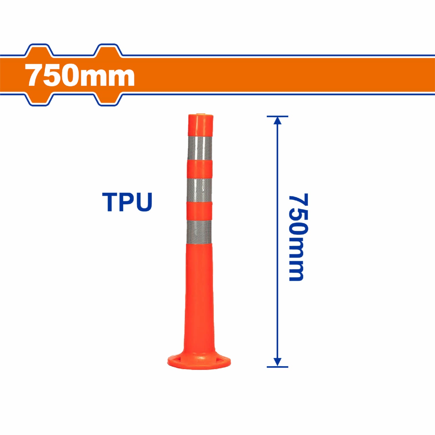 Poste Delineador de tráfico con cinta reflectiva 750mm. Poste de Señalización. Cono  naranja
