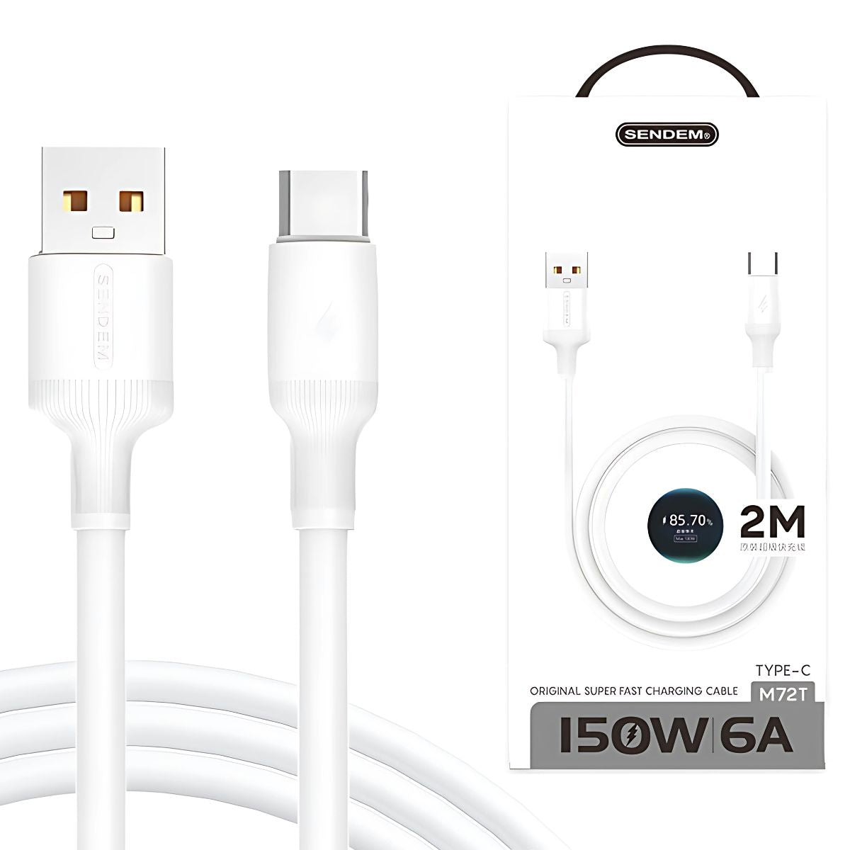 Cable USB a Tipo-C de 2 Metros con Carga Rápida y Transferencia de Datos.