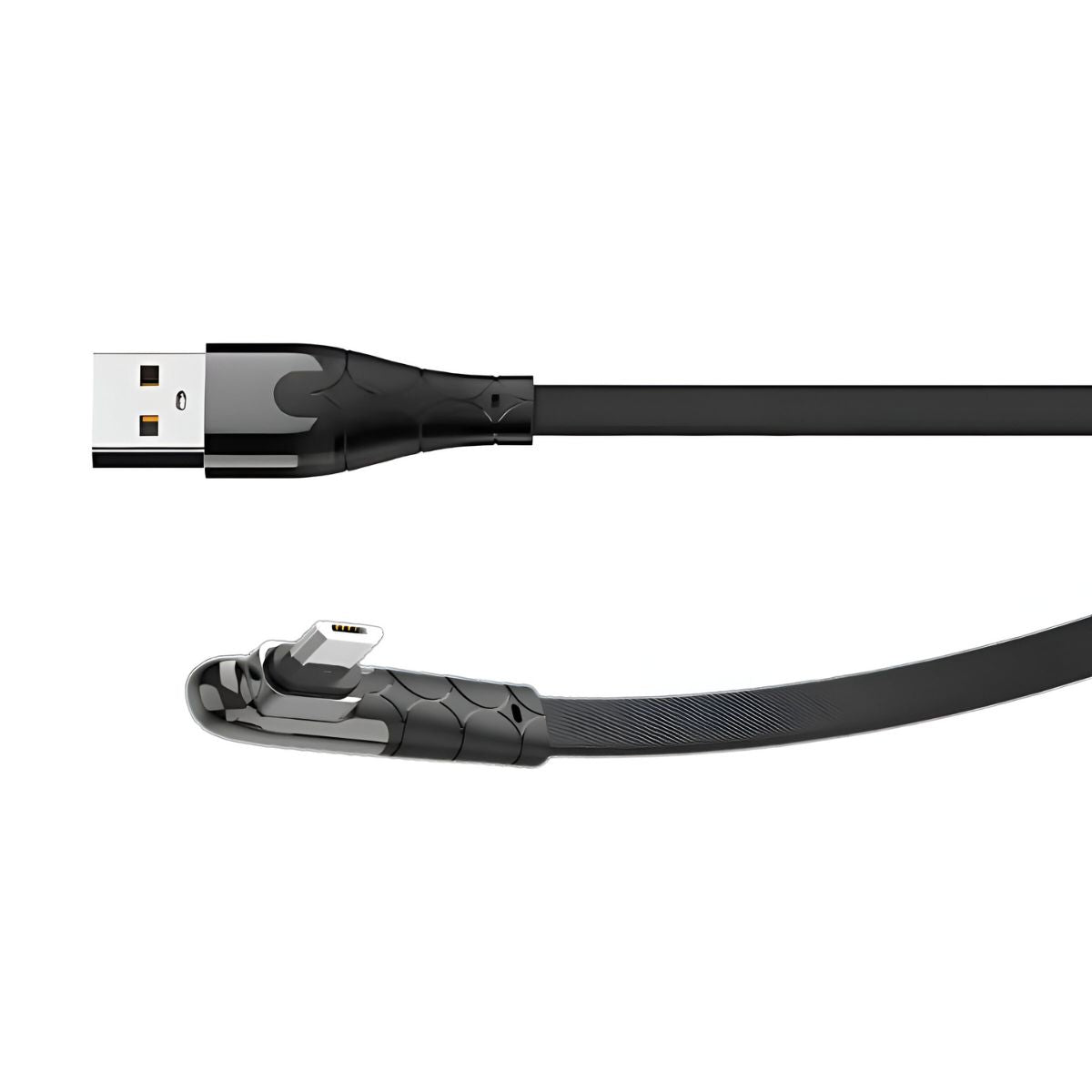 Cable USB a Micro USB con Conector Angular 90 Grados. Longitud de 2 Metros, Carga Rápida 2.4A