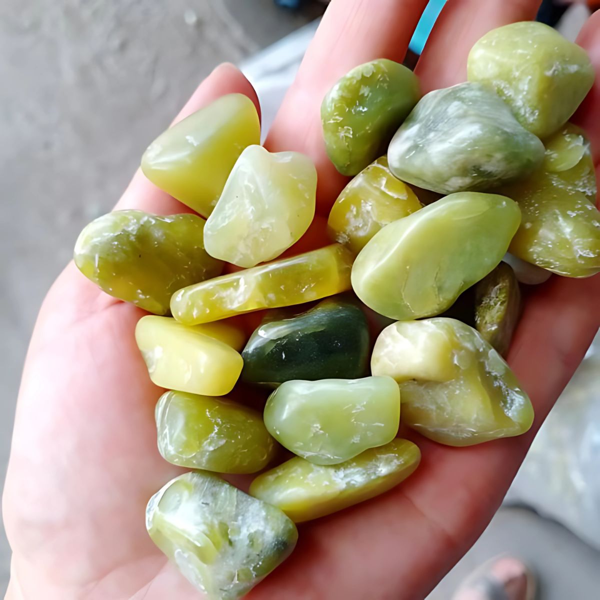 Piedra Decorativa Jade Limón Pulido para Jardín, Macetas, Decoración. (500 gramos). 10-20mm