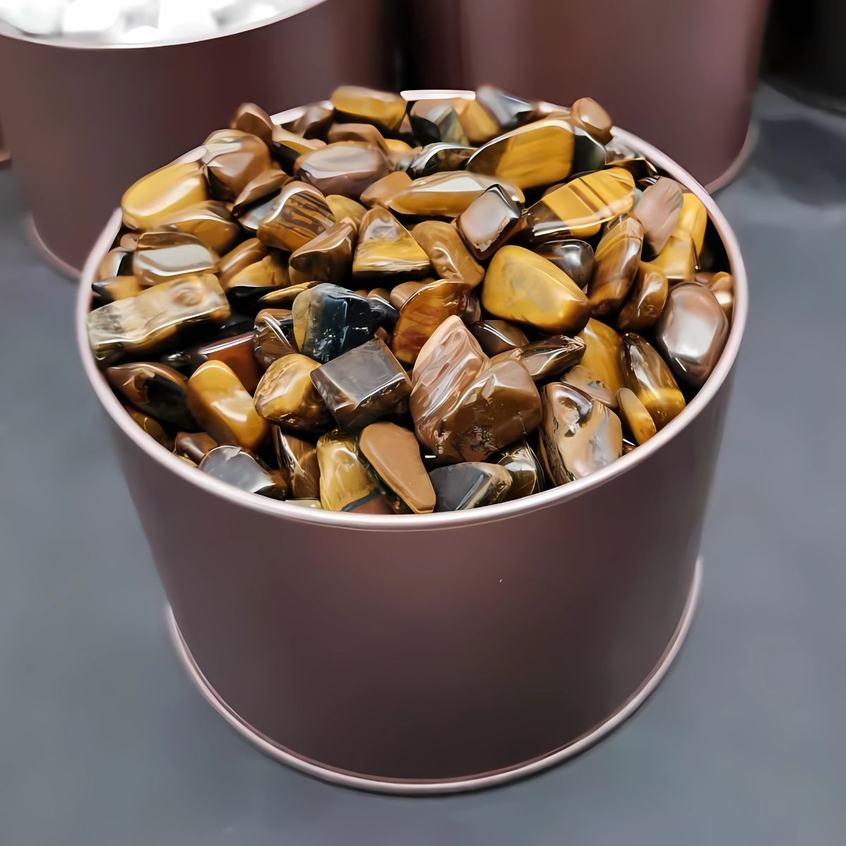 Piedra Decorativa Ojo de Tigre Pulido para Jardín, Macetas, Decoración. (500 gramos). 10-15mm