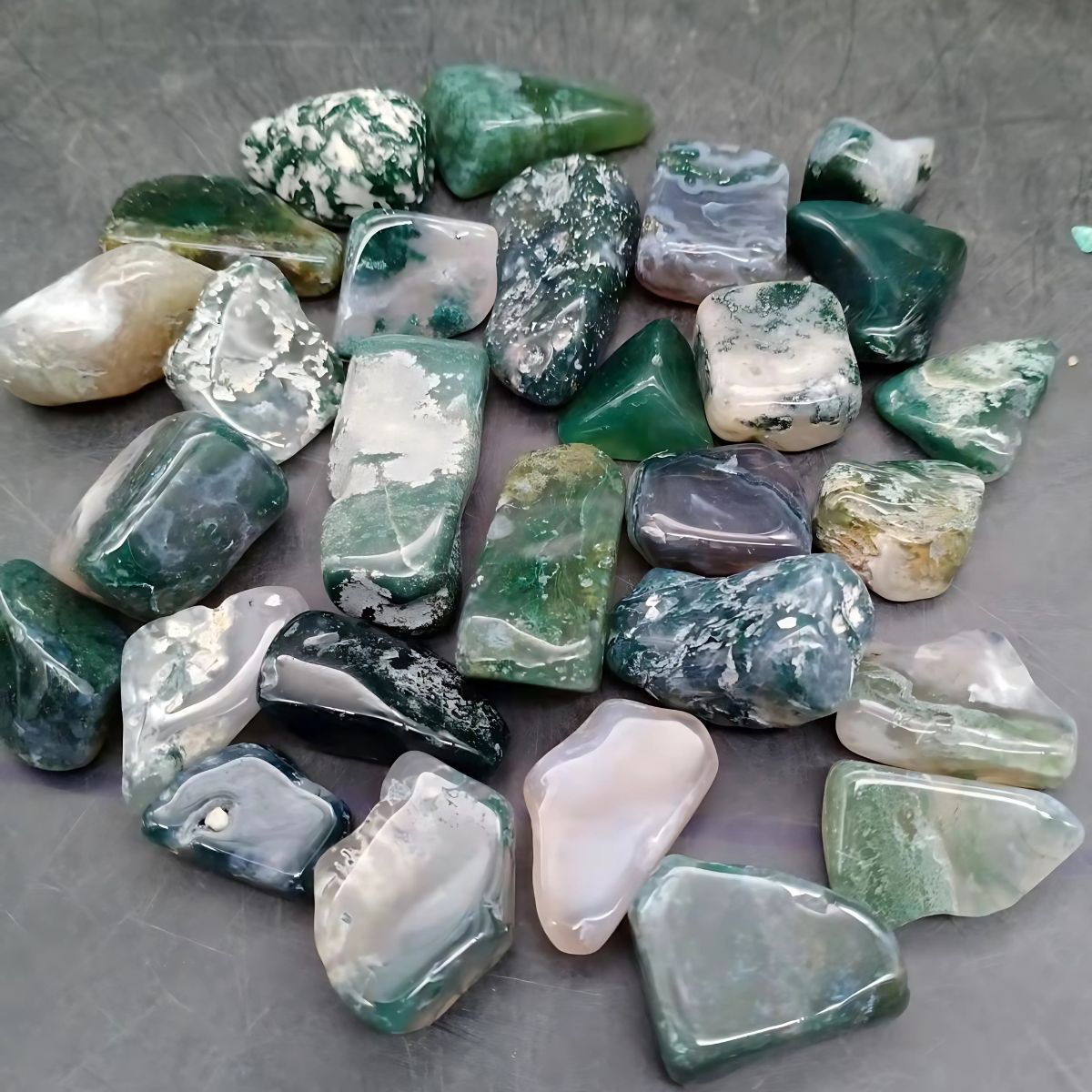 Piedra Decorativa Ágata Musgosa para Jardín, Macetas, Decoración. (500 gramos). 15-20mm