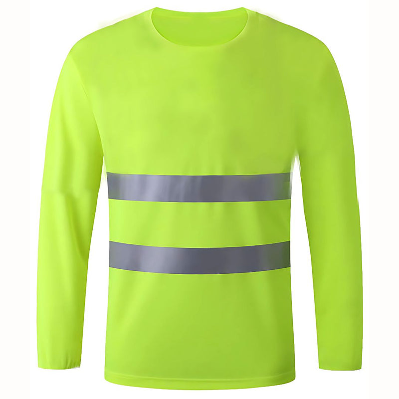 Camisas Suéter Amarillo Fosforescente de seguridad. (Talla L) Con rayas reflectivas. Manga larga.