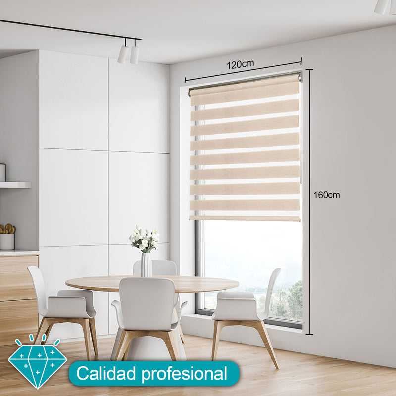 Persiana Roller Enrollable Eclipse BEIGE DUAL 120X160CM INSPIRE (Calidad Profesional)