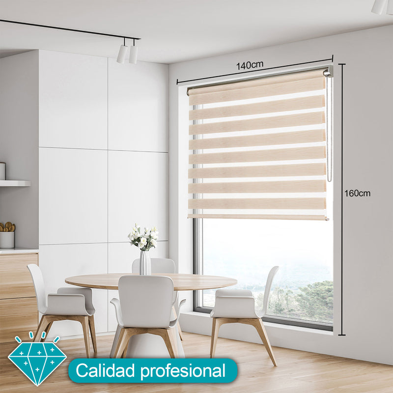 Persiana Roller Enrollable Eclipse BEIGE DUAL 140X160CM INSPIRE (Calidad Profesional)