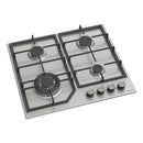 Estufa Empotrable a Gas y Eléctrica 60 cm 3 Quemadores y 1 Wok Dual 5kW, Acero Inoxidable 110V