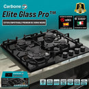 Estufa Empotrable a Gas Elite Glass Pro De Vidrio Negro con 4 Quemadores SABAF Sistema de Seguridad Orkli Integrado (60cm)