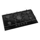 Estufa Empotrable 90 cm BE Vidrio Templado Negro, 5 Quemadores SABAF + Wok 5kW, 110V