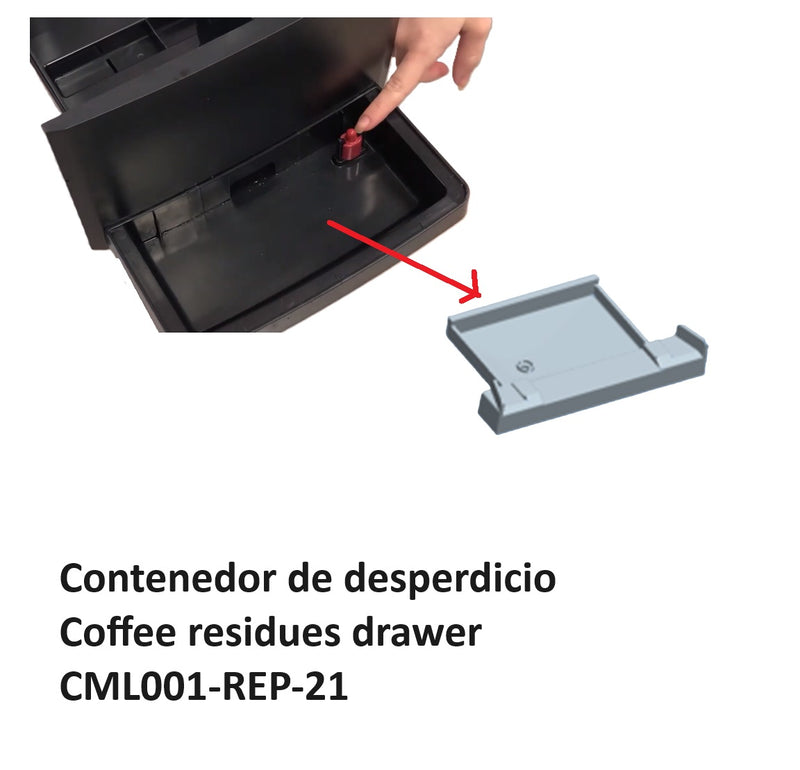 Repuesto, Contenedor de desperdicio, Coffee residues drawer, para maquina de café CML001