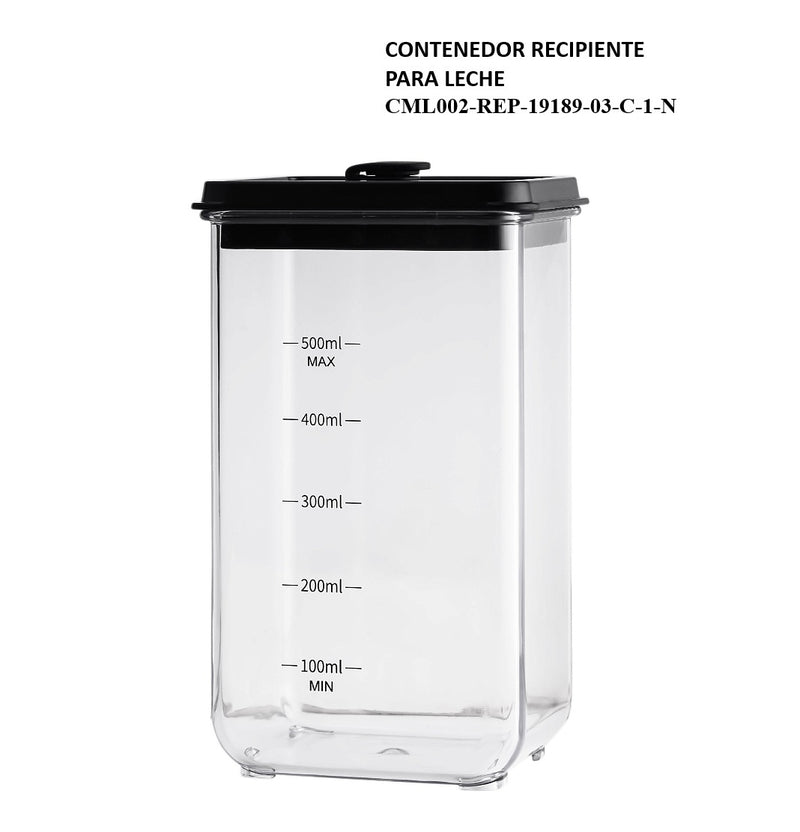Contenedor recipiente para la leche sin tapa, repuesto maquina de café CML002