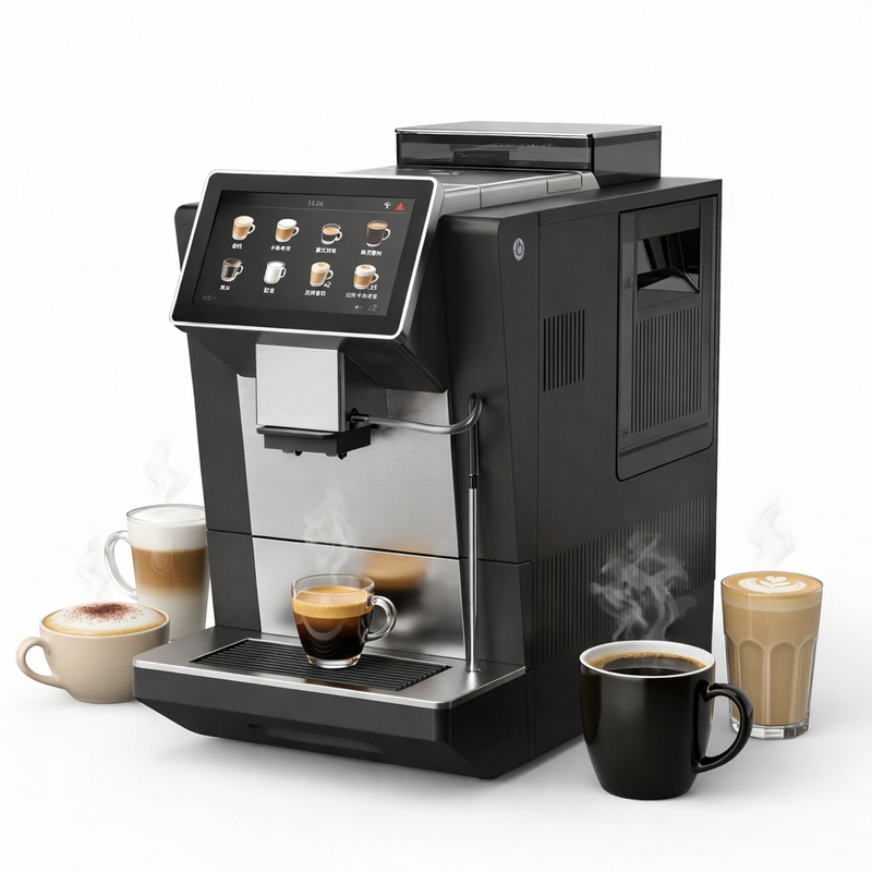 Máquina de Café Automática profesional de uso Comercial. Café en granos y molido. Cafetera con sistema de control inteligente, 20 Bar. Pantalla táctil.