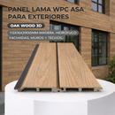 Panel Lama WPC ASA Oak wood 3D para exteriores 112x16x2900MM, Madera, hidrófugo fachadas, muros y techos