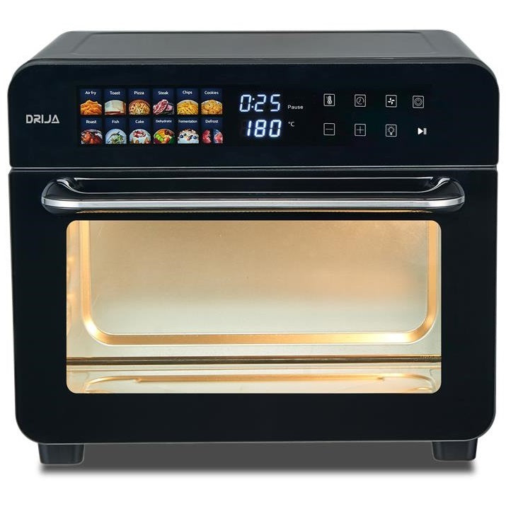 Horno eléctrico y freidora de aire de 25 litros con 12 funciones. Color negro, modelo Bruschetta Drija