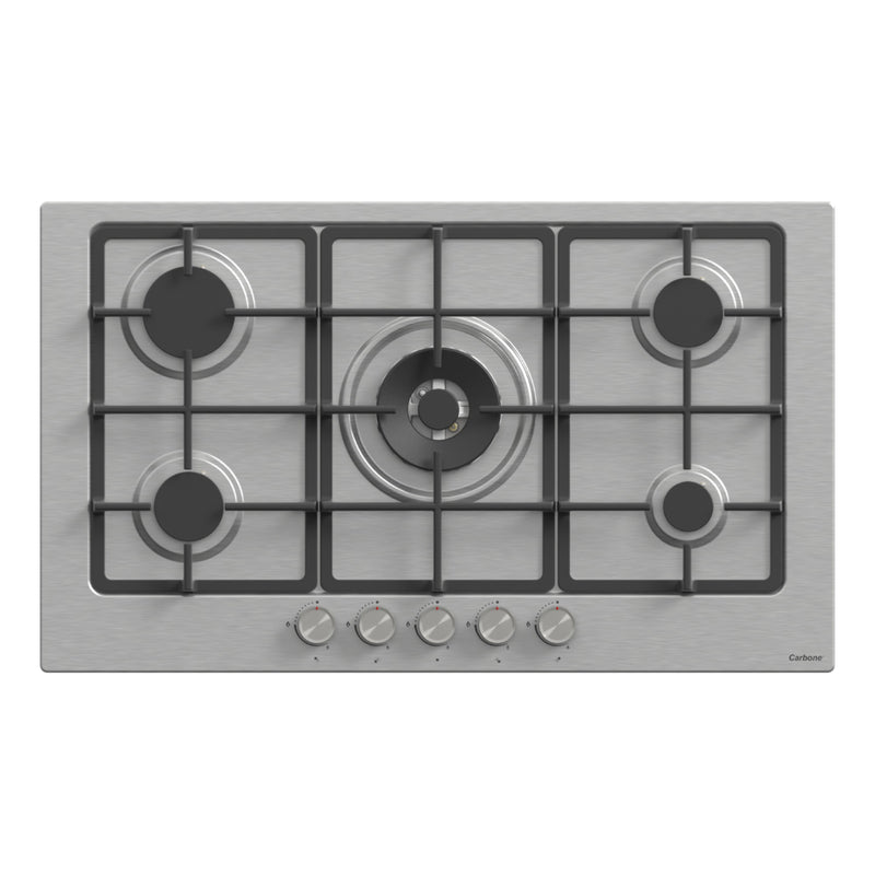 Estufa Empotrable 90 cm Elite  5 Quemadores SABAF + Wok 5kW, Acero Inoxidable, 110V