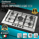 Estufa Empotrable 90 cm Elite  5 Quemadores SABAF + Wok 5kW, Acero Inoxidable, 110V