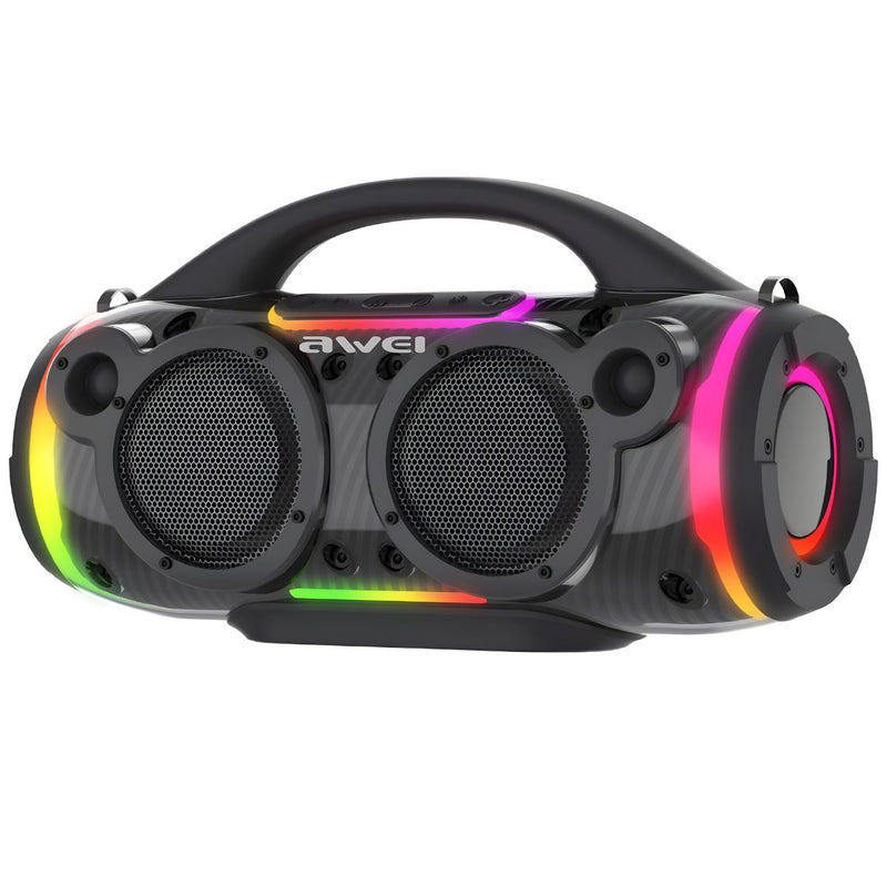 Bocina Bluetooth 5.3 Portátil de 60W RMS. Speaker parlante Inalámbrico con Luces LED RGB. Altavoz Recargable de Alta Potencia.