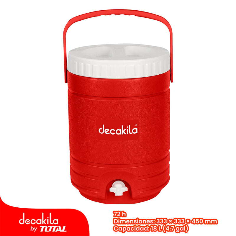 Termo cooler para agua de 18 L (4.7 gal) Frio 72 horas. Capac 20 latas. Φ33.3 × 45 cm Termo de Agua Deportivo