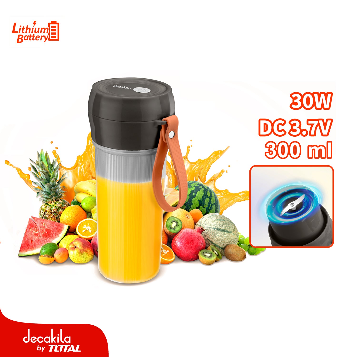 Licuadora portátil 300 ml,  batería recargable 30W