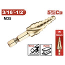 Broca Escalonada HSS M35 3/16" - 1/2" Hexagonal 5% Cobalto Pasos 1/16"