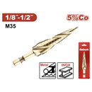 Broca Escalonada HSS M35 1/8"-1/2" Hexagonal 5% Cobalto Pasos 1/32"