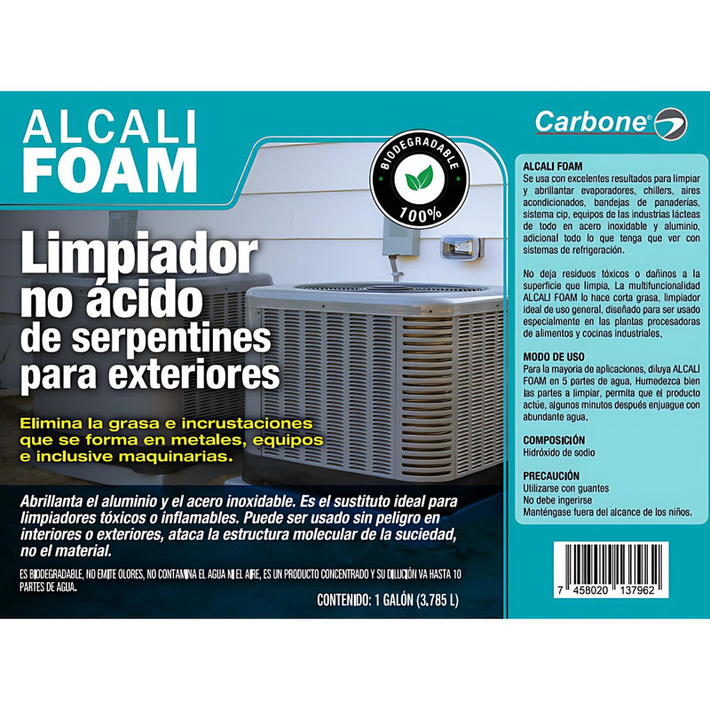 Limpiador no ácido de serpentines y bobinas de aires acondicionados. abrillantador de aluminio y acero inoxidable. 1 galón (3.785L)